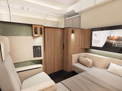 The new first class cabin in long-haul Qantas flights between Australia and New York and London 
