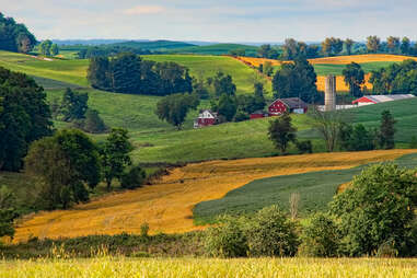 farmhouse on hills