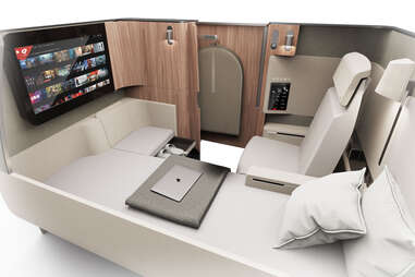 The interior of the new first class cabins on long-haul Qantas flights