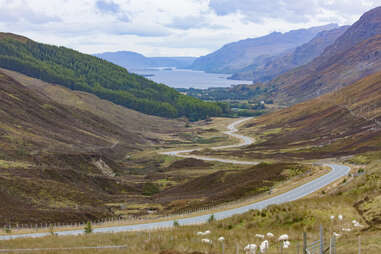 horizontal panoramic view of cairngorm mountains in autumn