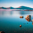 large rocks in milarrochy bay, loch lomond, scotland