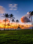 Dawn at Mokolii island in Kaneohe Bay, Hawaii from Kualoa Regional Park.